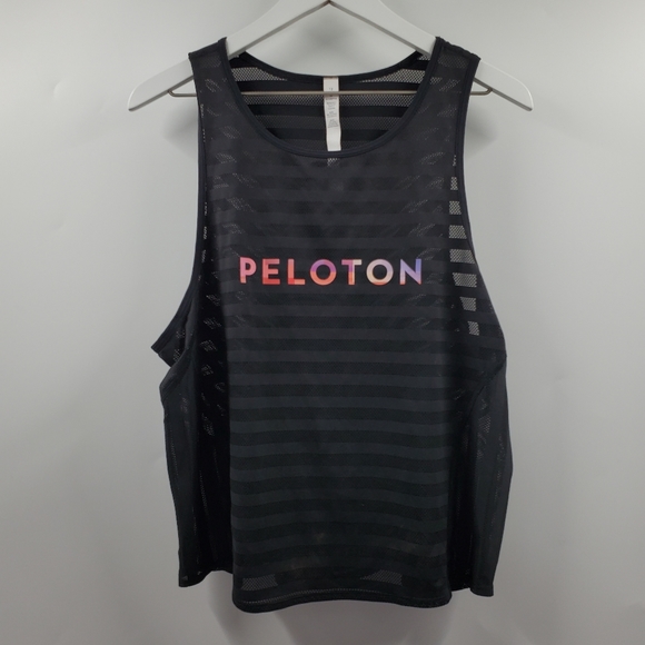 Peloton Tops - Lululemon Peloton Together We Go Far Off and Running Tank Black Striped Sheer